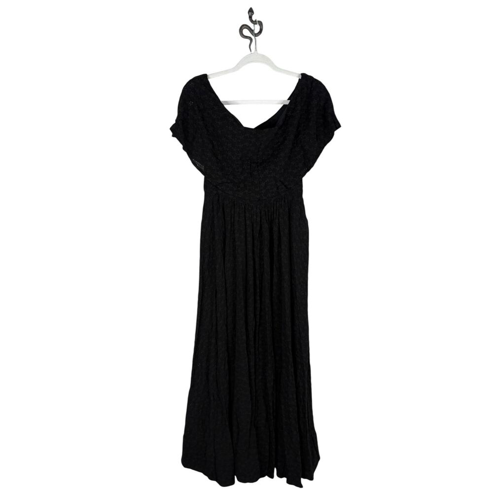 Helsa Eyelet Garden Maxi Dress Draped Off Shoulder Wedding Guest Boho Cottage S - Picture 4 of 11